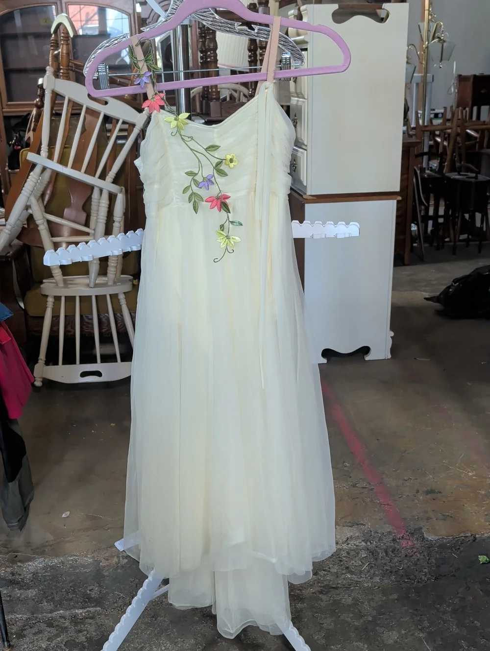 Curtain Call Costumes Yellow Floral Applique Dance Dress